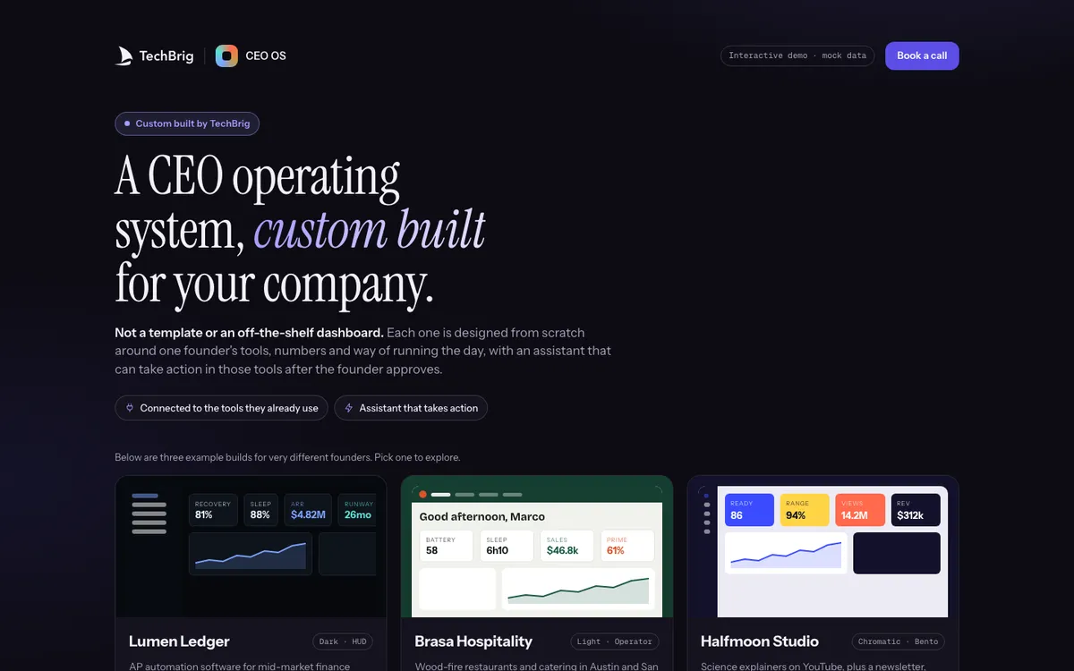 CEO Operating System demo screen