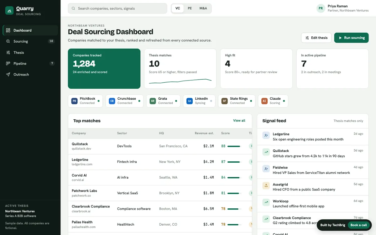 Deal Sourcing Engine demo screen