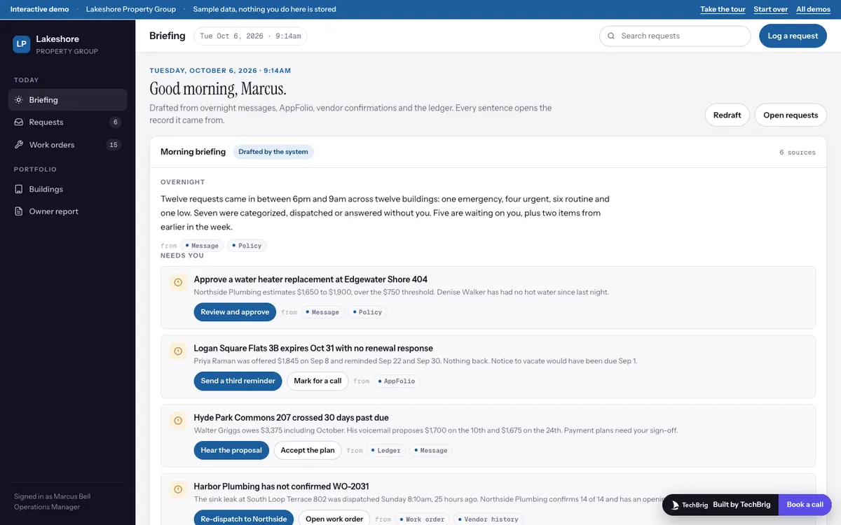 Property Operations Center demo screen