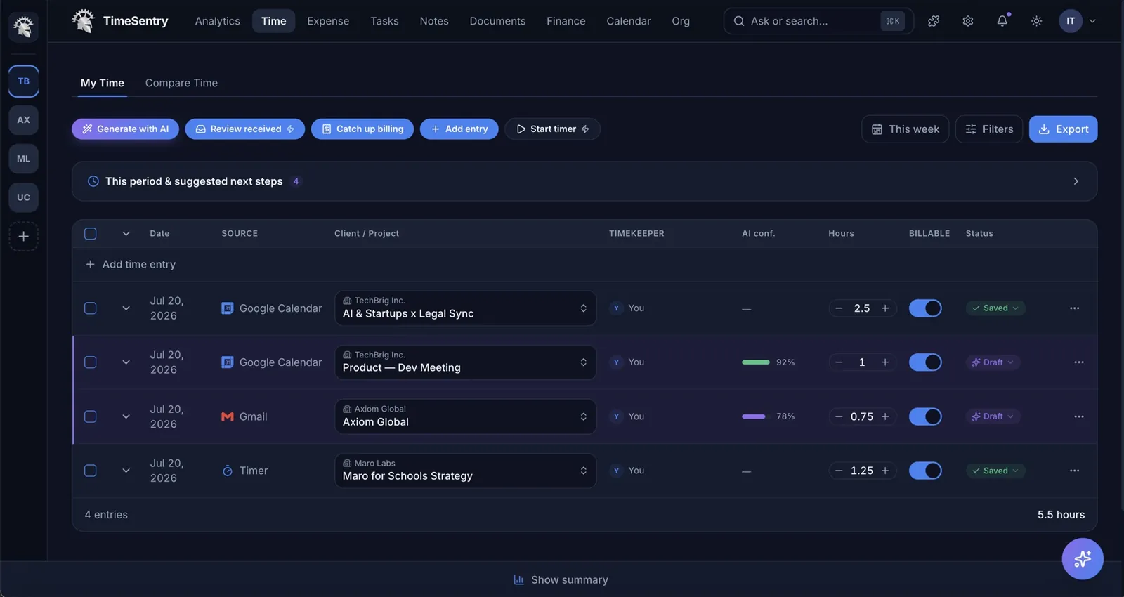 TimeSentry AI time tracking